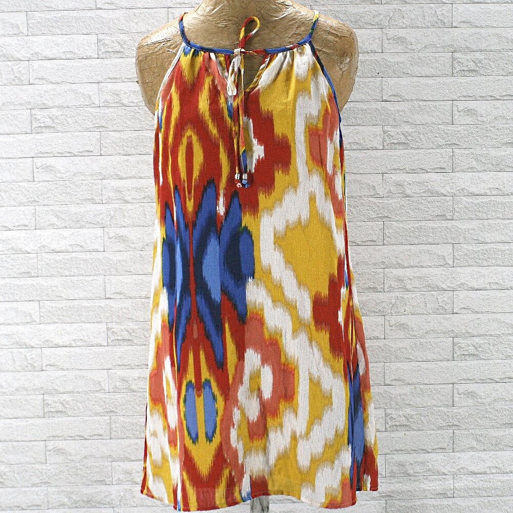 AS U WISH Dress Sleeveless Watercolor Tie Dye Retro Colorful Flowy Tunic Small